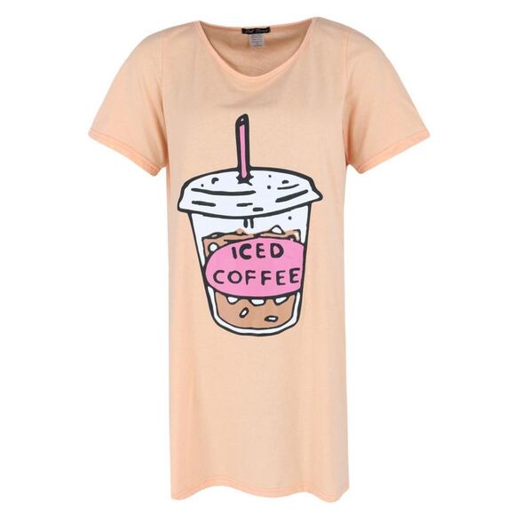 Not Tired Women's Iced Coffee Short Sleeve Night Shirt - Picture 1 of 3